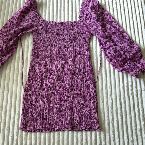 Free People Purple scrunch Sheath Dress with Bishop Sleeves - Picture 9 of 10